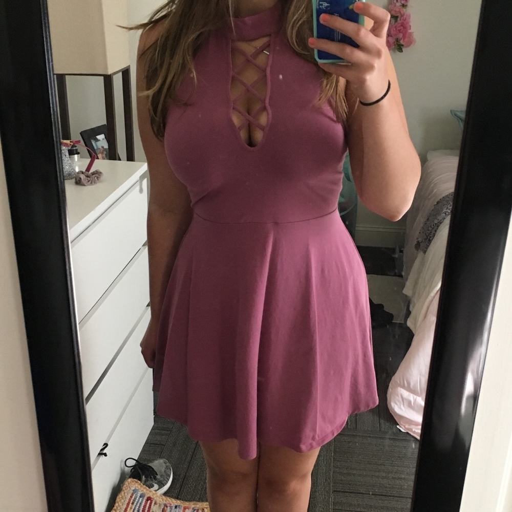 Express mauve pink halter dress